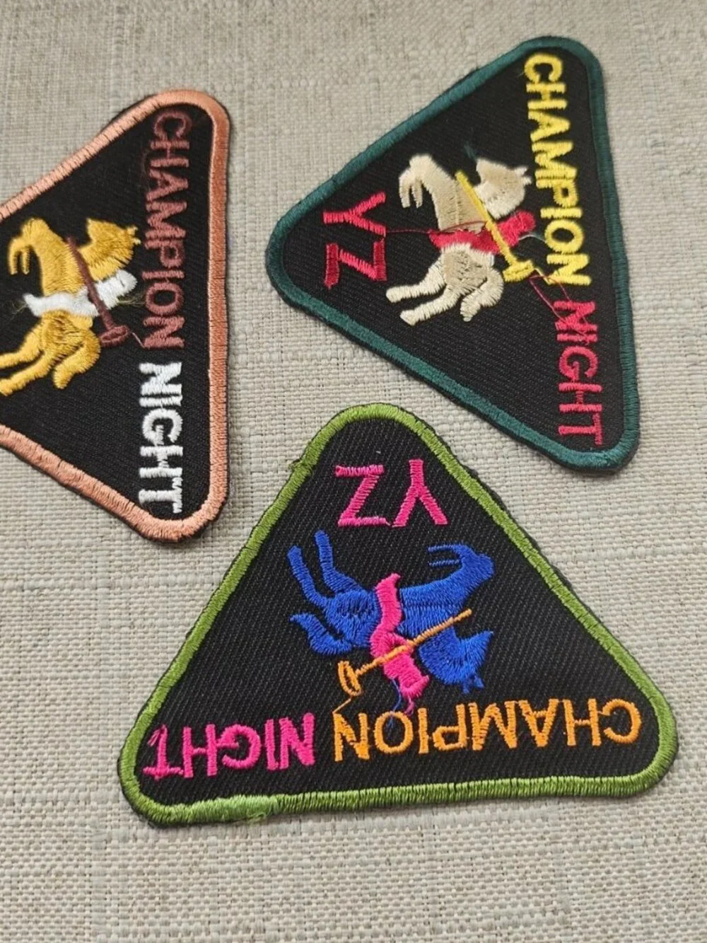 Lot of 3 Iron on Patches for Jackets Clothes Craft Embroidery Champion Night NEW - Picture 7 of 12